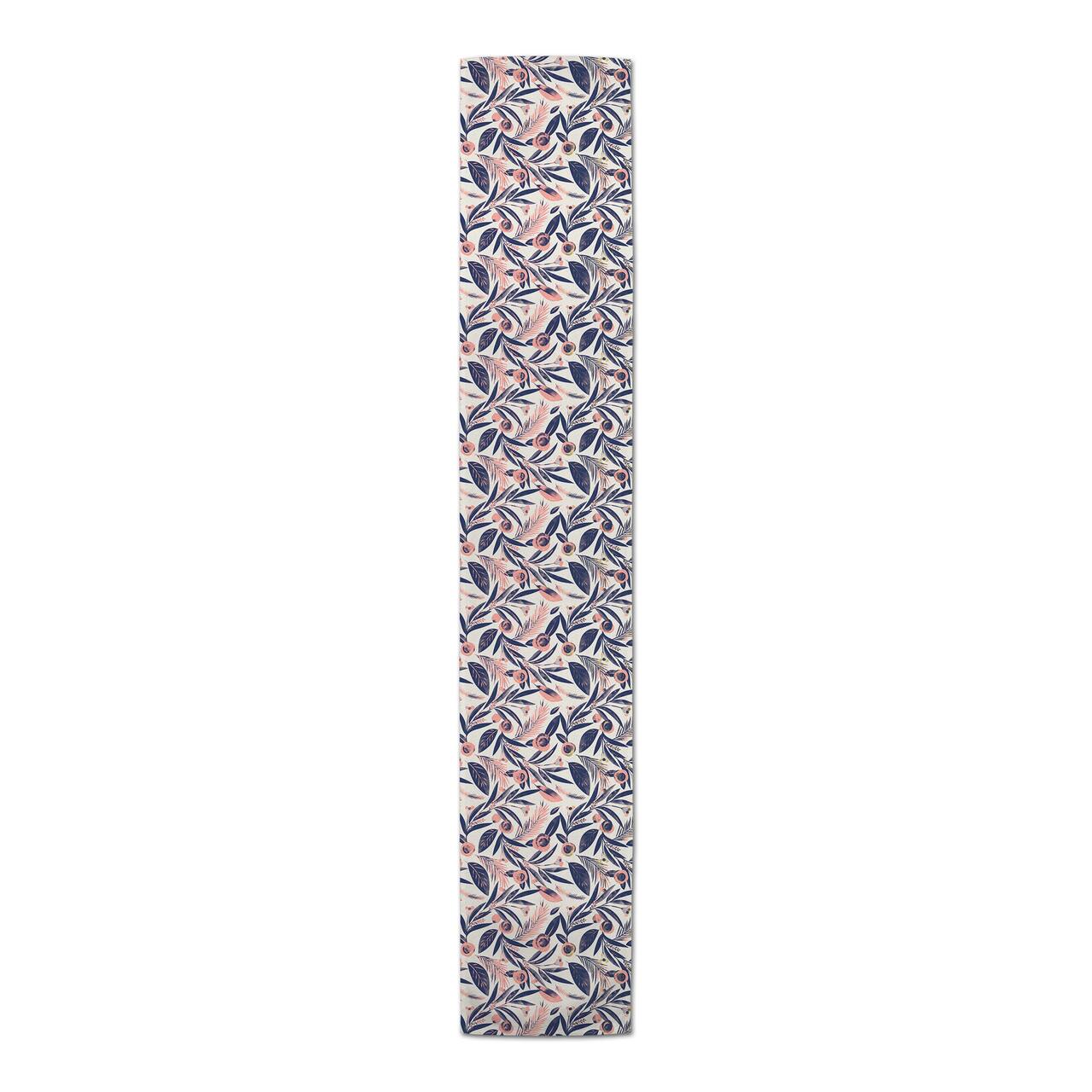 Navy & Pink Flowers Indoor/Outdoor Table Runner